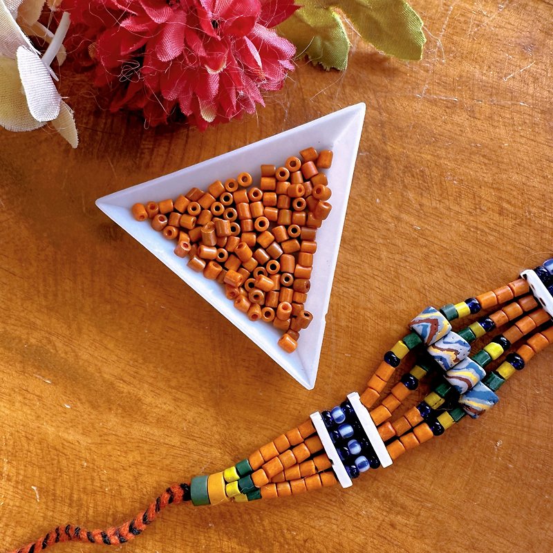 DIY materials Paiwan 4mm traditional handmade glass tube beads - Parts, Bulk Supplies & Tools - Glass Orange
