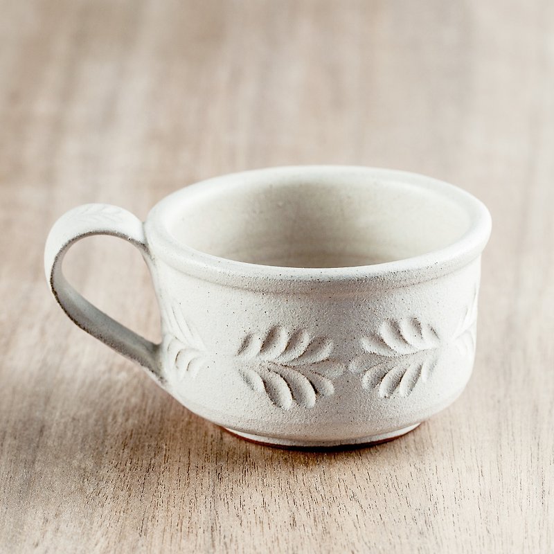 【手感刻紋】手刻植感紋理 咖啡杯 (鳳凰木) - 咖啡杯/馬克杯 - 陶 多色
