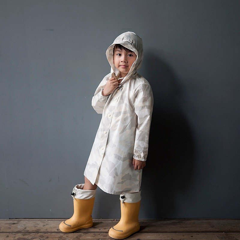 Cool play camouflage light gray children's raincoat - เสื้อกันฝนเด็ก - วัสดุกันนำ้ สีเทา