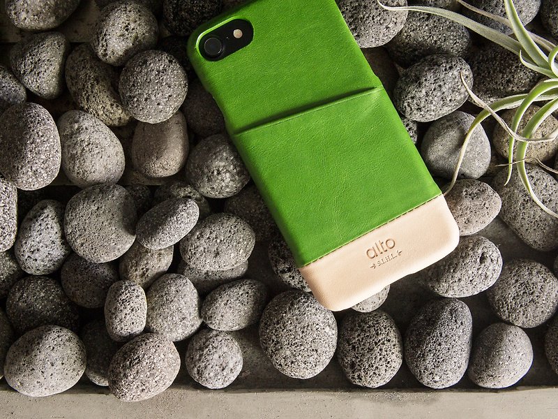 iPhone SE2/SE3/7/8真皮手機殼背蓋 Metro -綠/本 - 手機殼/手機套 - 真皮 綠色