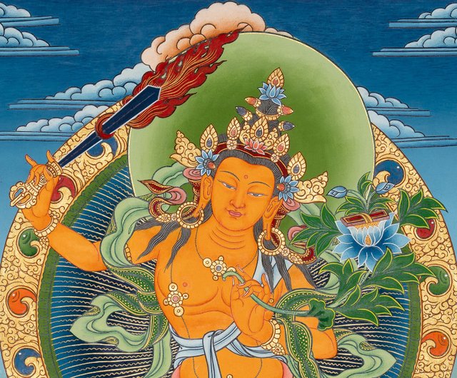 文殊菩薩タンカ画 - 仏教アート - ショップ Boudha Stupa Thanka