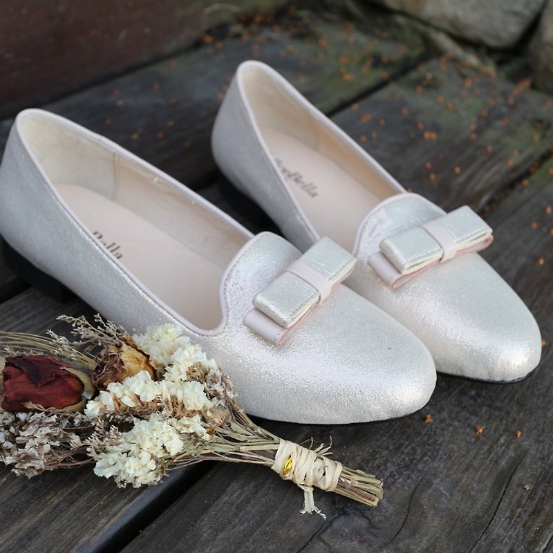 【 Noble world 】Classical loafers_pearl powder - รองเท้าอ็อกฟอร์ดผู้หญิง - หนังแท้ สึชมพู