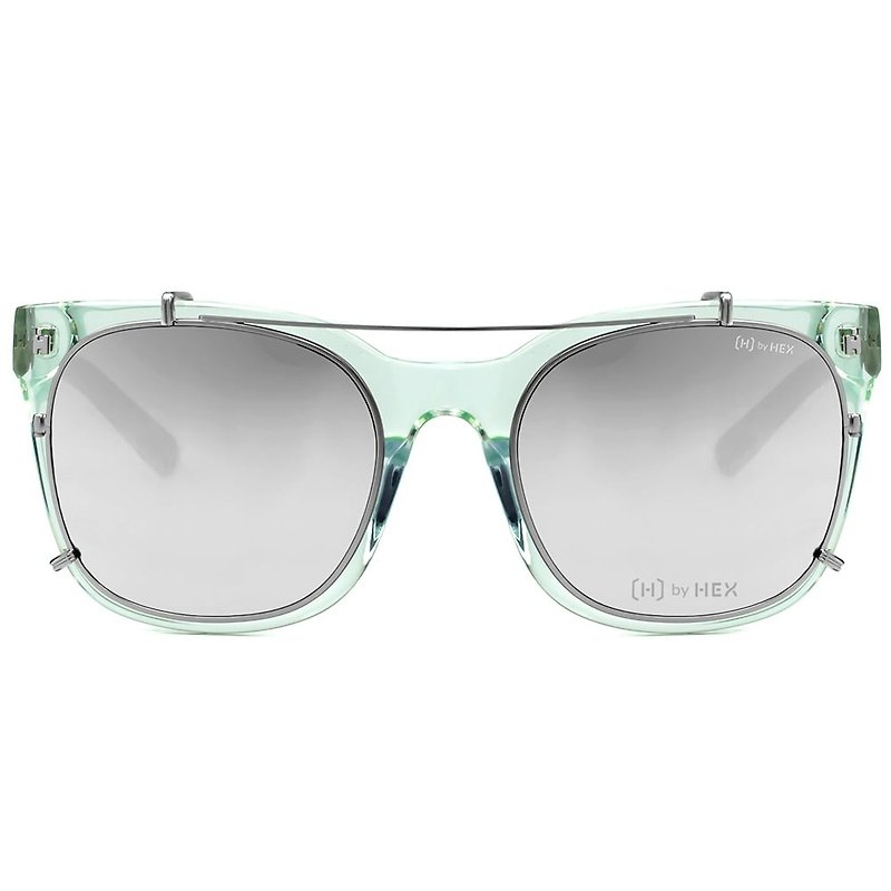 Optical glasses with front hanging sunglasses | Sunglasses | Transparent green | Made in Taiwan | Plastic frame - กรอบแว่นตา - วัสดุอื่นๆ สีใส