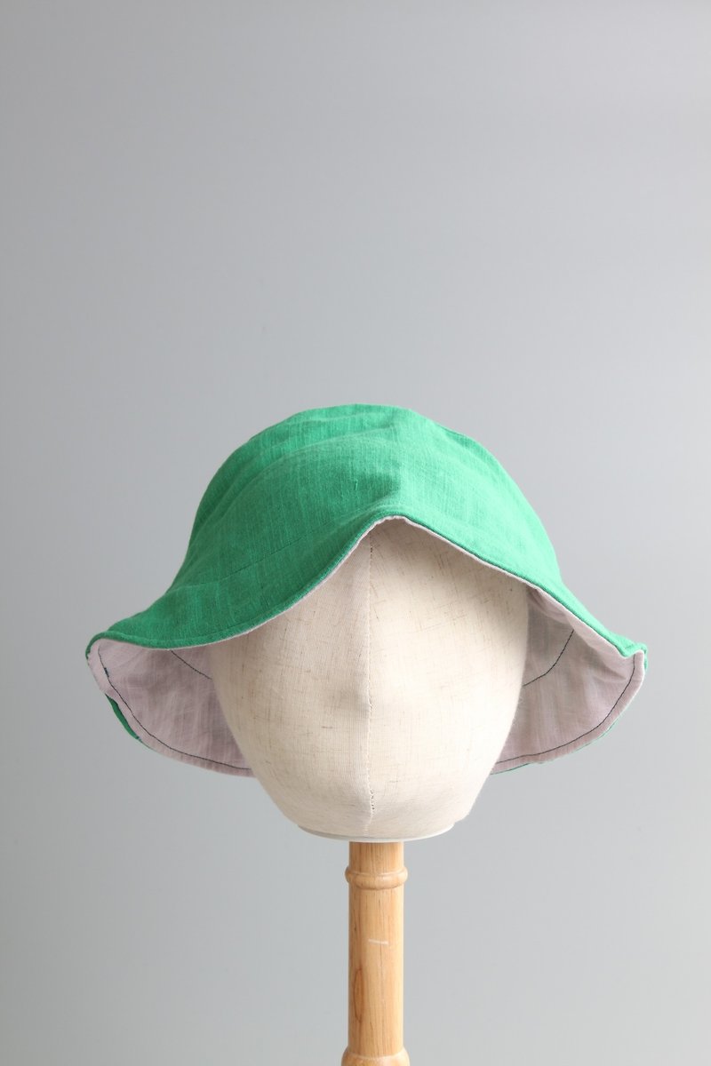 成人系列. Bonbies手工製雙面漁夫帽.日本純棉純色雙面二重紗布.爸爸媽媽帽子.家庭帽子系列 - 帽子 - 棉．麻 綠色