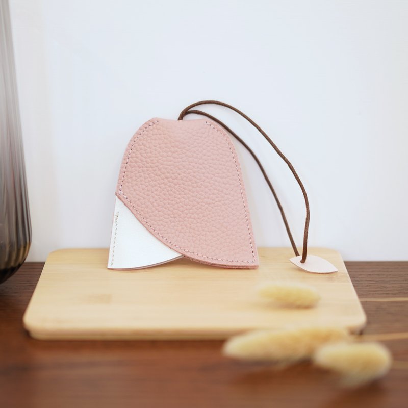 鈴蘭花撞色皮革鑰匙包 (5色可選) - 鑰匙圈/鑰匙包 - 真皮 多色