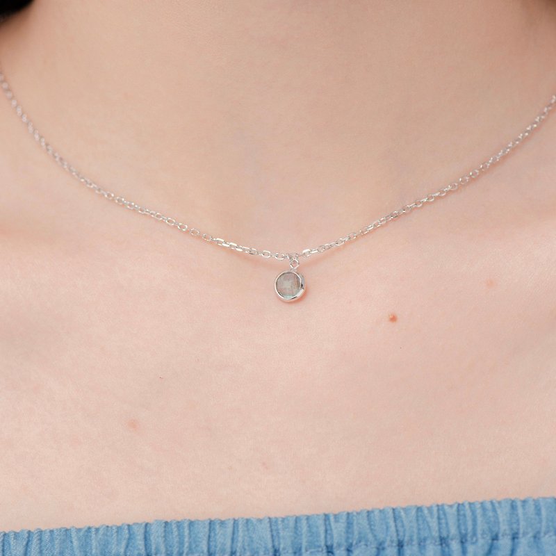 Labradorite 925 Sterling Silver Double Side Gemstone Cut Sterling Silver Necklace - Necklaces - Gemstone Silver