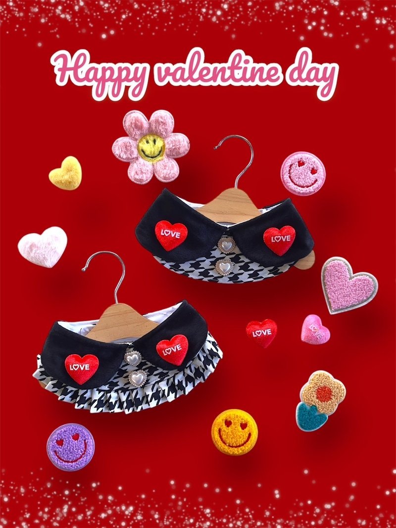 Collar pet, Handmade scarf, Black Valentine Collection. - 項圈/牽繩 - 棉．麻 黑色