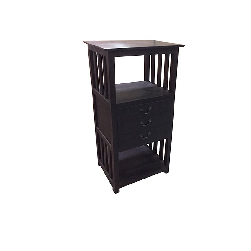 [Jidi City 100% teak furniture] UNCA-01B teak three-drawer cabinet telephone table side table - ชั้นวางหนังสือ - ไม้ สีนำ้ตาล