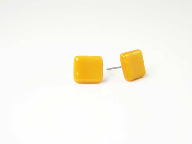 琉璃耳環-Pantone 123 - 耳環/耳夾 - 玻璃 黃色
