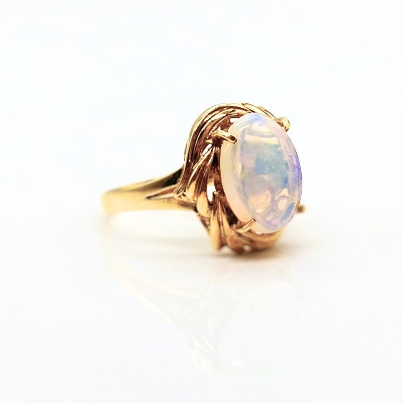 One of a kind opal/opal stone ring made of K18 natural stone - flow - แหวนทั่วไป - หิน ขาว