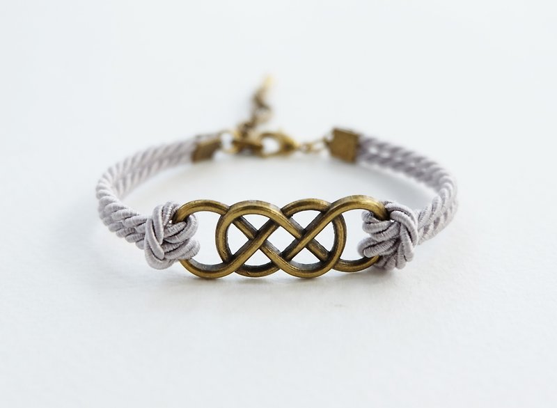 Infinity brass bracelet / light gray - 手鍊/手鐲 - 紙 灰色