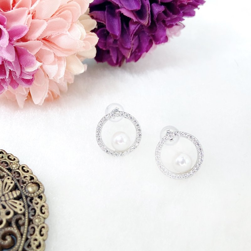 925 Silver glory halo pearl earrings - Earrings & Clip-ons - Silver 