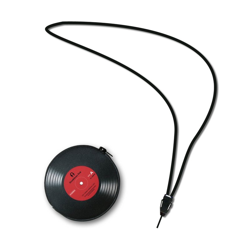Record coin purse / Earphones Case / small bag - อื่นๆ - เส้นใยสังเคราะห์ สีดำ