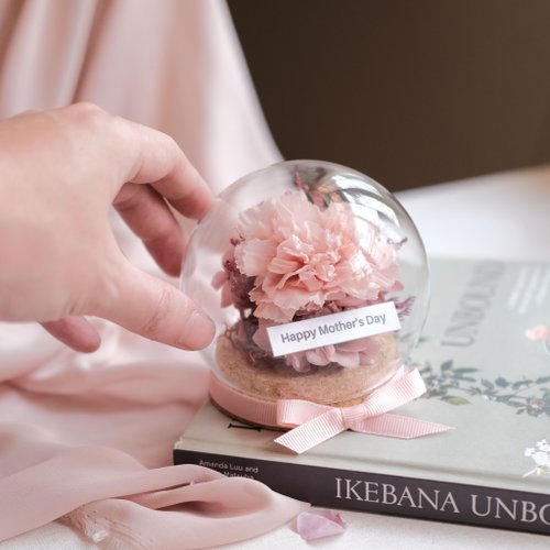 Umi studio 永生花康乃馨/玫瑰單朵(小)玻璃盅/附禮盒提袋卡片/生日禮物