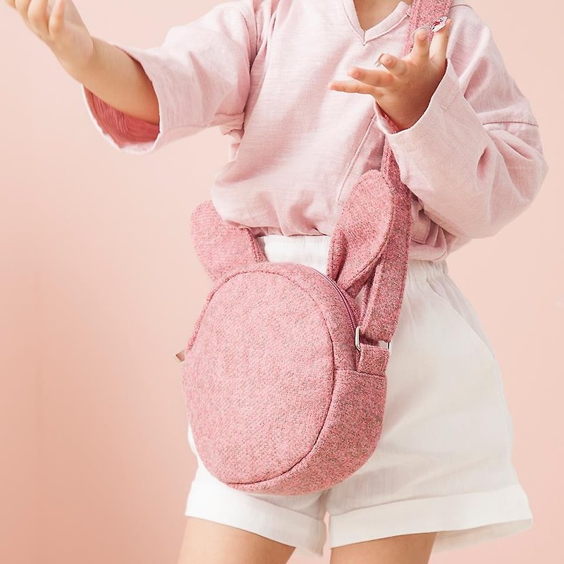 兒童斜挎包 - 防走失/兒童背包 - 棉．麻 粉紅色