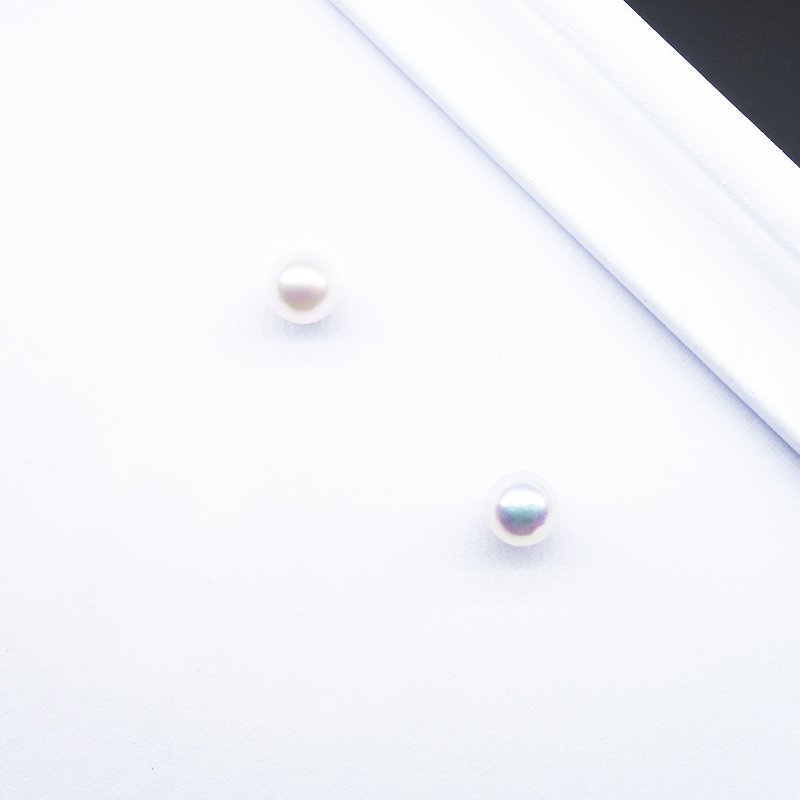 Real AKOYA pearl SV925 earrings【Pio by Parakee】珍珠耳環 - ต่างหู - โลหะ ขาว
