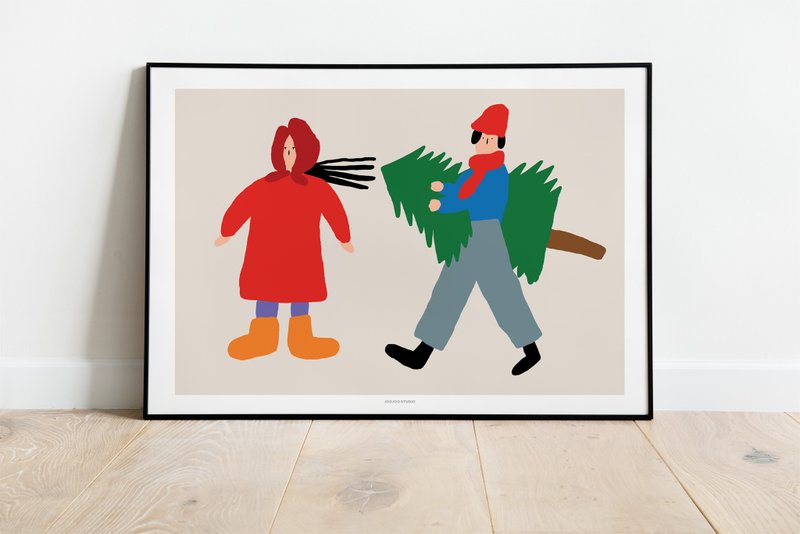 Couple - Tree boy (A3/A4) - Posters - Paper Multicolor