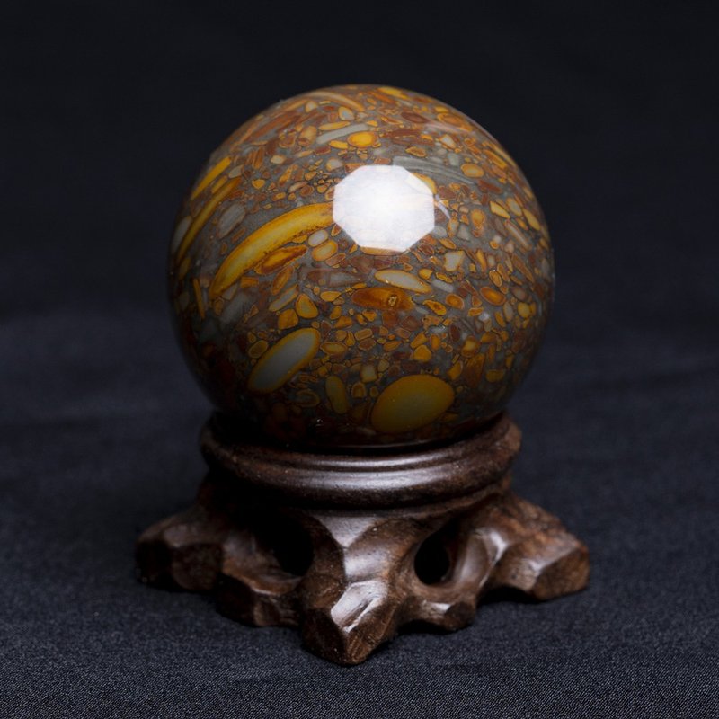 女媧石球 。贈實木底座 - 擺飾/家飾品 - 水晶 咖啡色