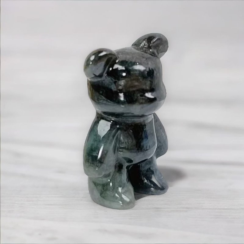 【熊熊玉見你】花青翡翠可愛小熊擺飾 | 天然緬甸玉翡翠A貨|送禮 - 擺飾/家飾品 - 玉石 綠色