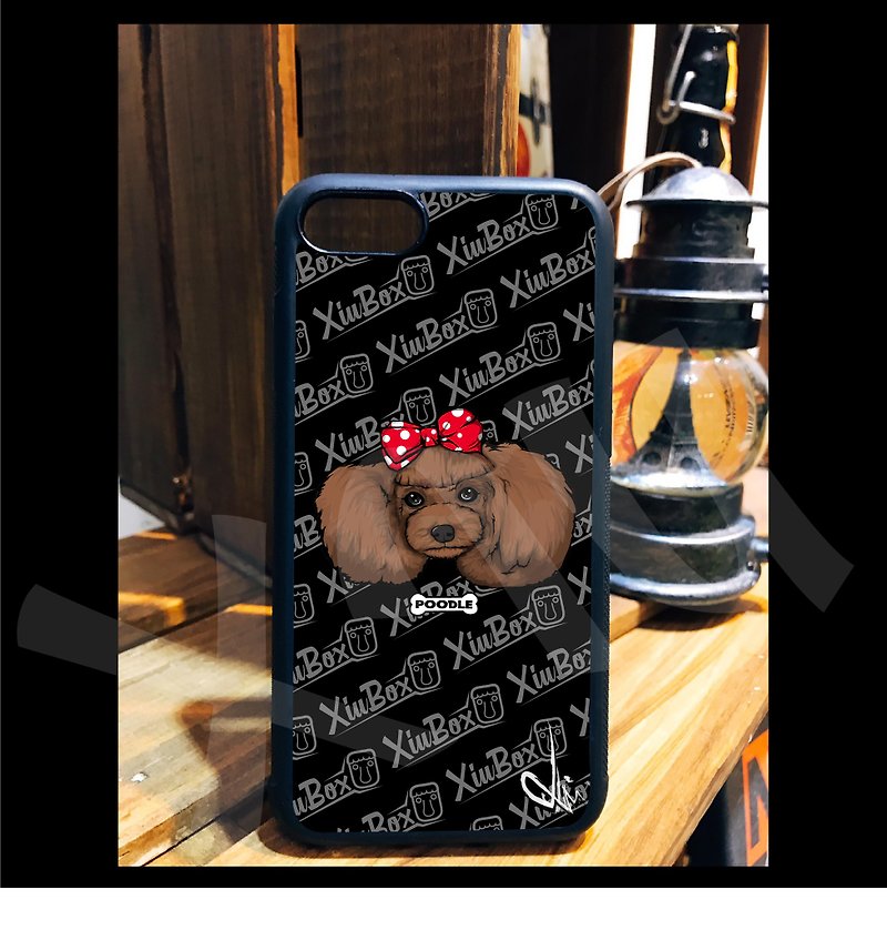 Red Poodle Hand-painted Illustration Custom Phone Case iPhone 14 13 12 11 XR 8 - Phone Cases - Silicone 