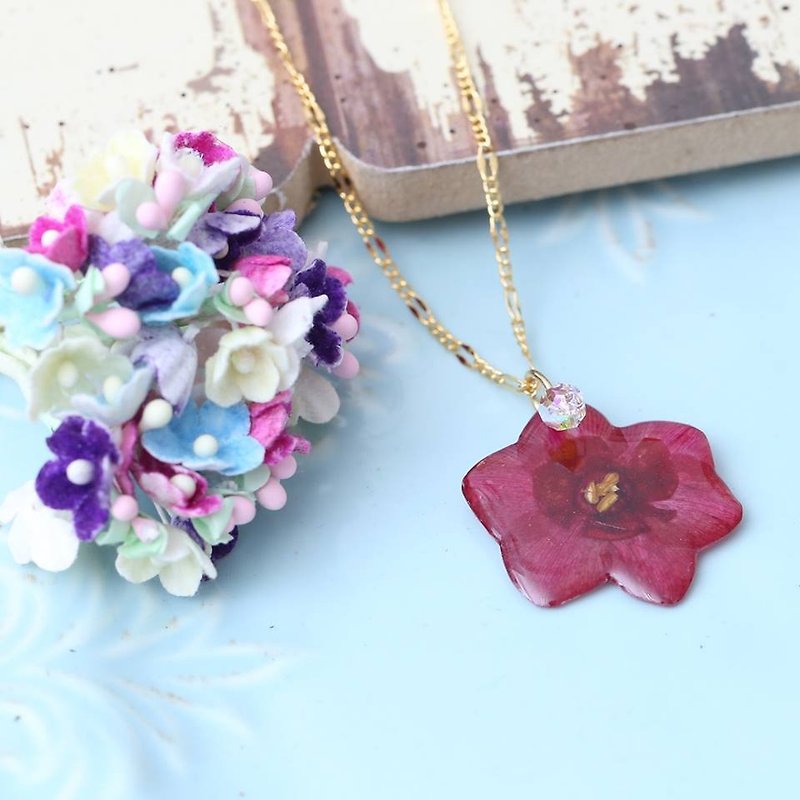 "Three flower cat hand flower" flower language love real flowers narcissus flower flower necklace spot - Necklaces - Plants & Flowers Red