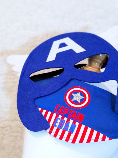 Unique Handmade HK Halloween Captain America Superhero 造型 寵物圍巾頸飾 連眼罩