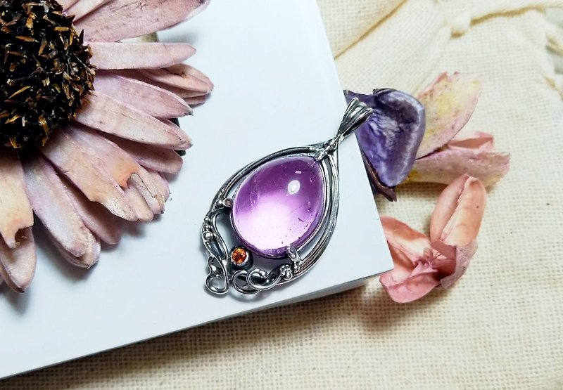[Gem Series] Conte sapphire design pendant - สร้อยคอ - เครื่องเพชรพลอย สีม่วง
