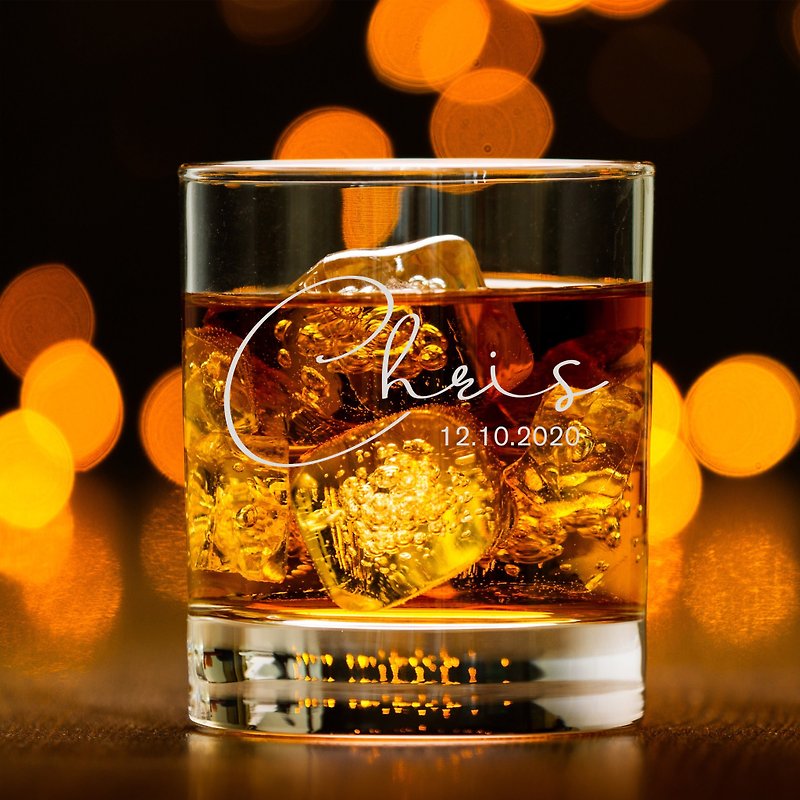 生日 男友禮物|名字客製威士忌對杯 - 杯子 - 玻璃 透明