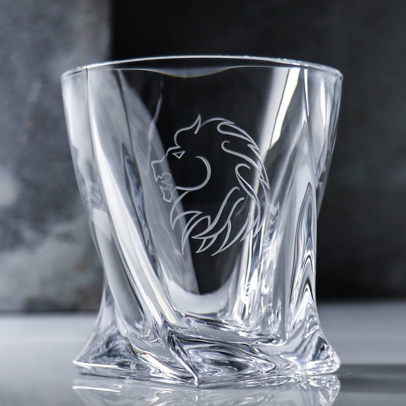 340cc【Bohemia水晶】獅子 捷克進口波西米亞威士忌杯 老闆杯 - 酒杯/酒器 - 玻璃 灰色