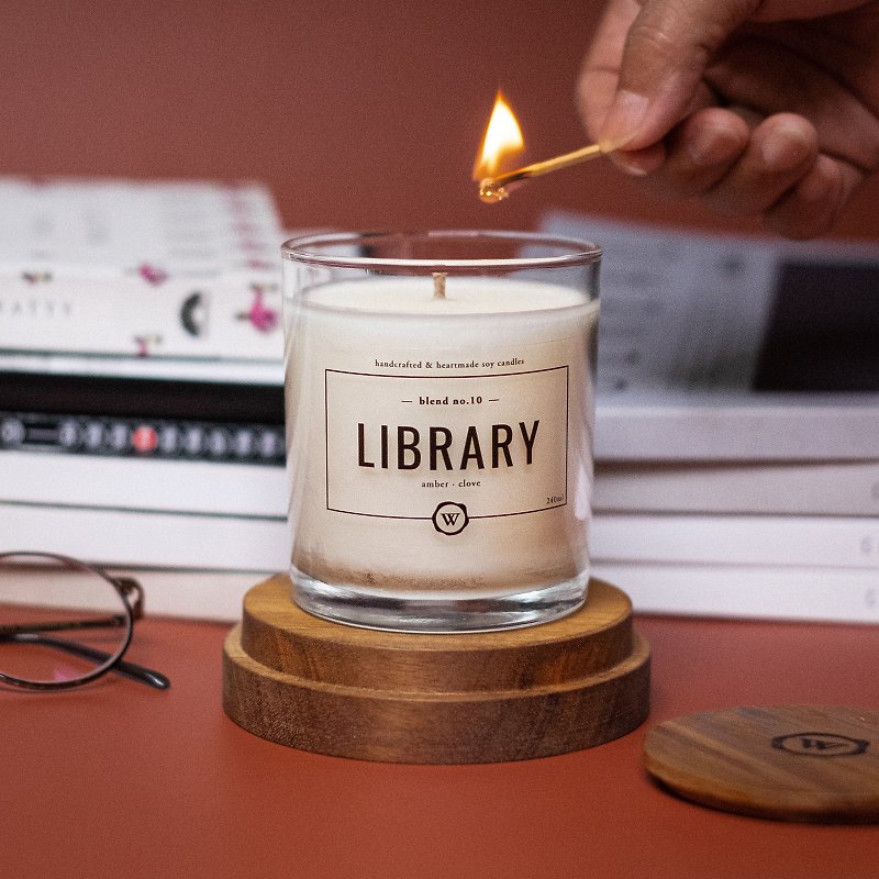 Soy Candle Library Blend Jar Series - Amber & Clove - 香氛蠟燭/燭台 - 其他材質 白色