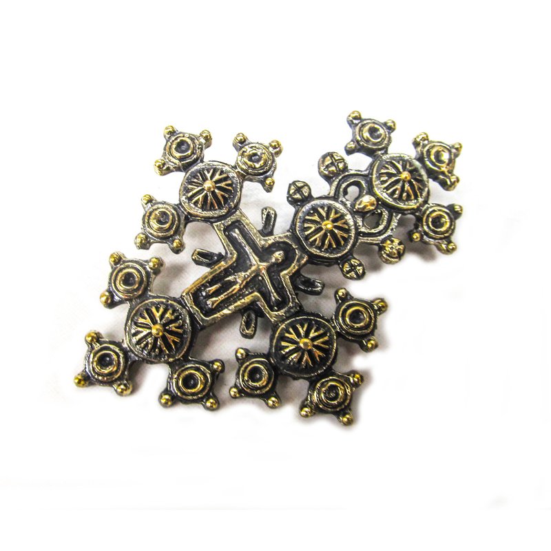 Brass cross necklace pendant,christianity cross necklace pendant,handmade cross - พวงกุญแจ - ทองแดงทองเหลือง สีทอง