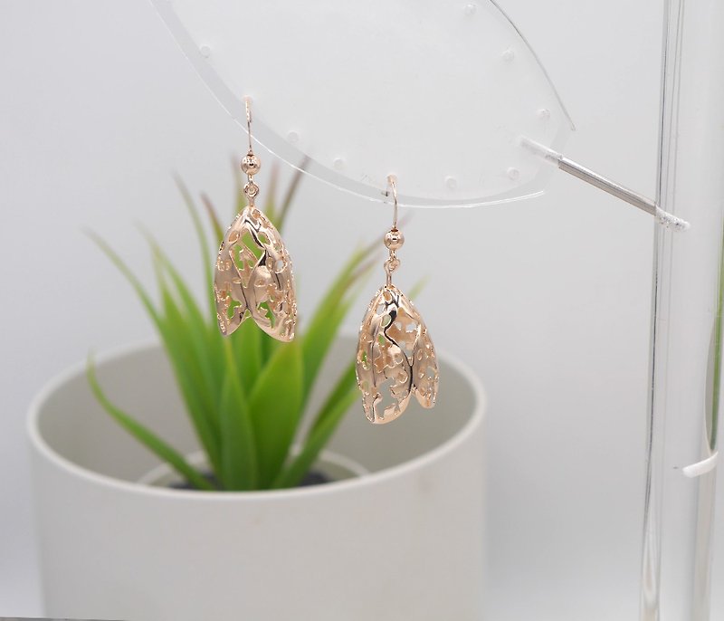 The reflection earring - drop earring pink gold plated , CASO jewelry - Earrings & Clip-ons - Other Metals Pink