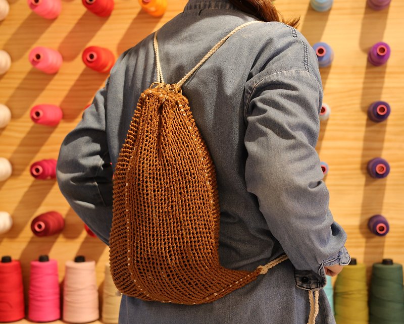 Traveling series (horn hook woven back bag) - Carrying the memory of potato nuts - Backpacks - Cotton & Hemp Orange