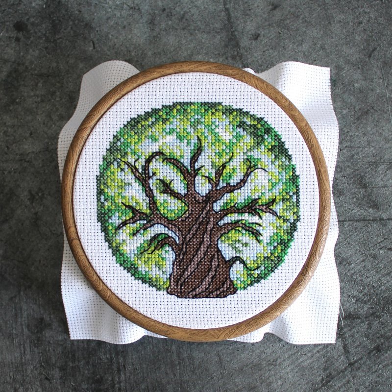Cross stitch pattern Tree, digital cross stitch pattern PDF - Logo 設計/圖案設計 - 其他材質 