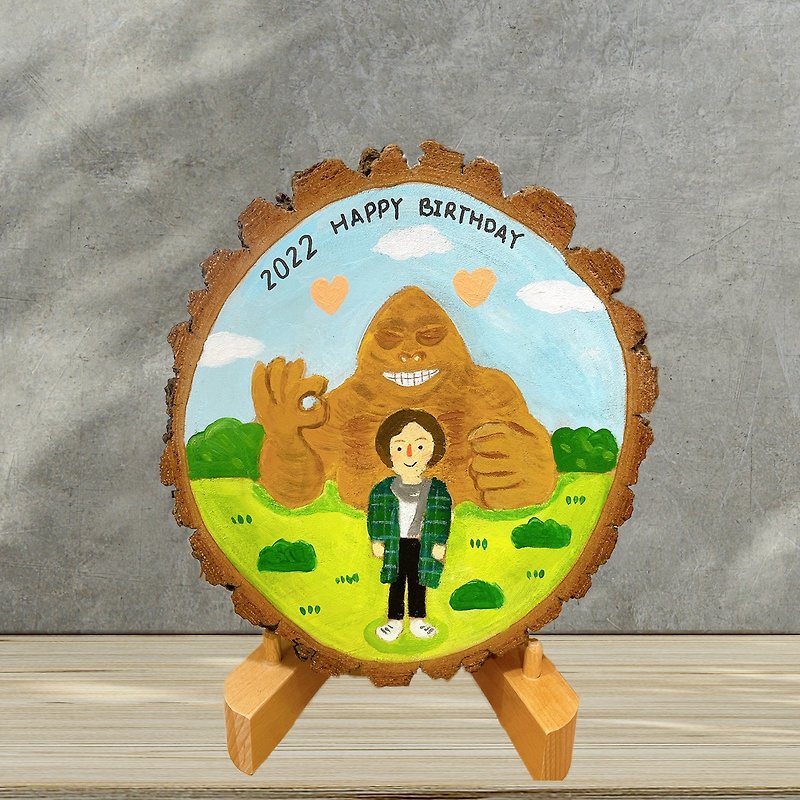 Single--customized camphor wood painting (including easel) - Customized Portraits - Wood Multicolor