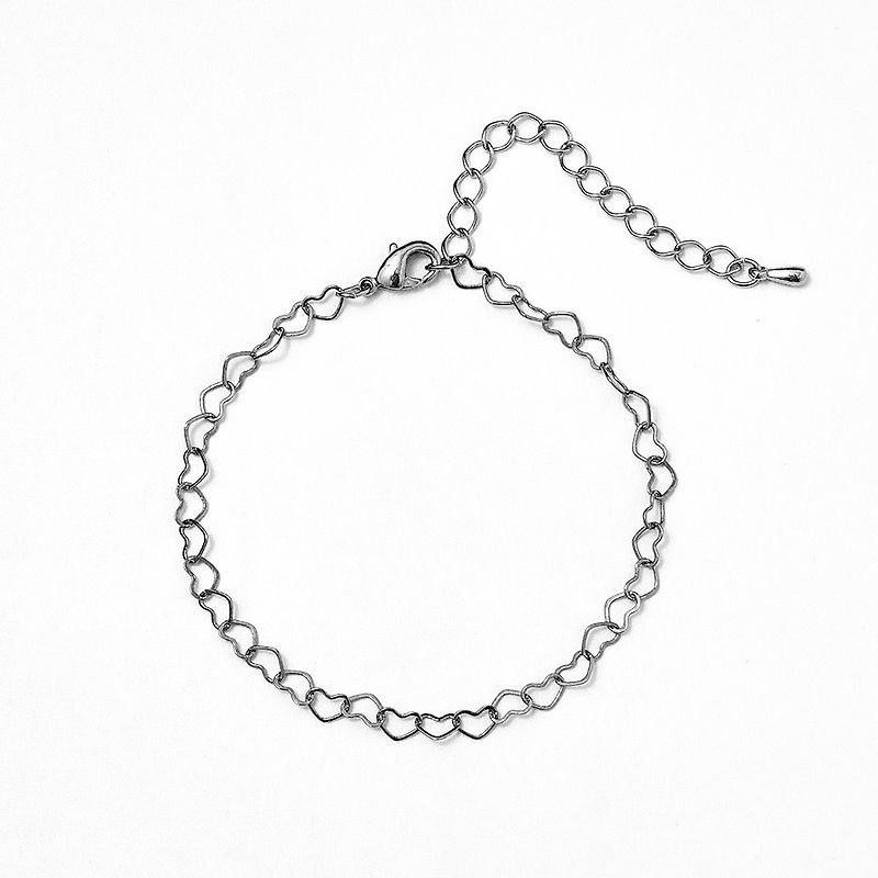 Open heart chain bracelet silver - Bracelets - Copper & Brass Silver