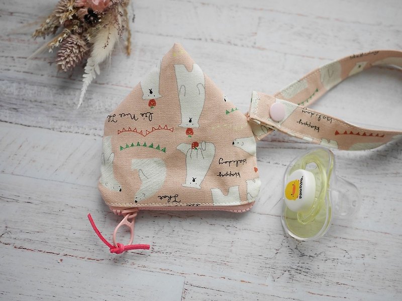 Bear three-dimensional triangle pacifier bag - Other - Cotton & Hemp Pink