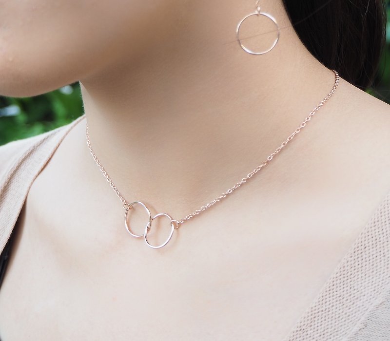 Rose gold plated Dainty infinity silver necklace  - Necklaces - Sterling Silver Pink