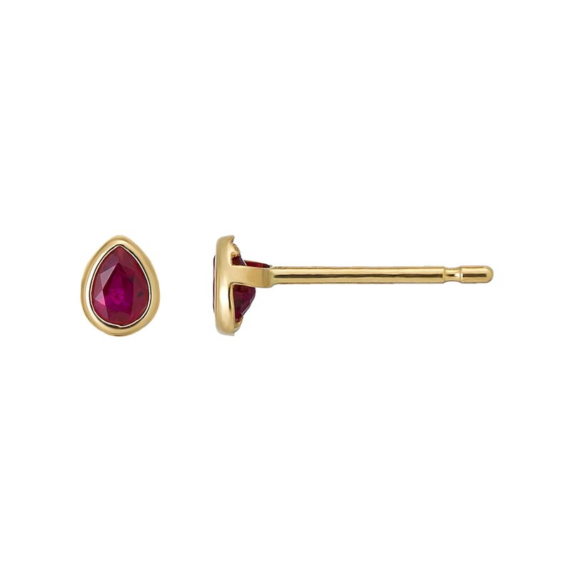 【Second Earrings】 18K 黃金紅寶石露珠耳環 - 耳環/耳夾/耳骨夾 - 貴金屬 