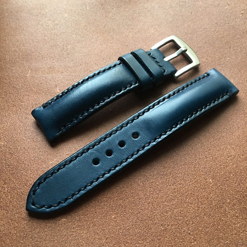 Leather strap handmade strap-customized - นาฬิกาผู้หญิง - หนังแท้ สีน้ำเงิน
