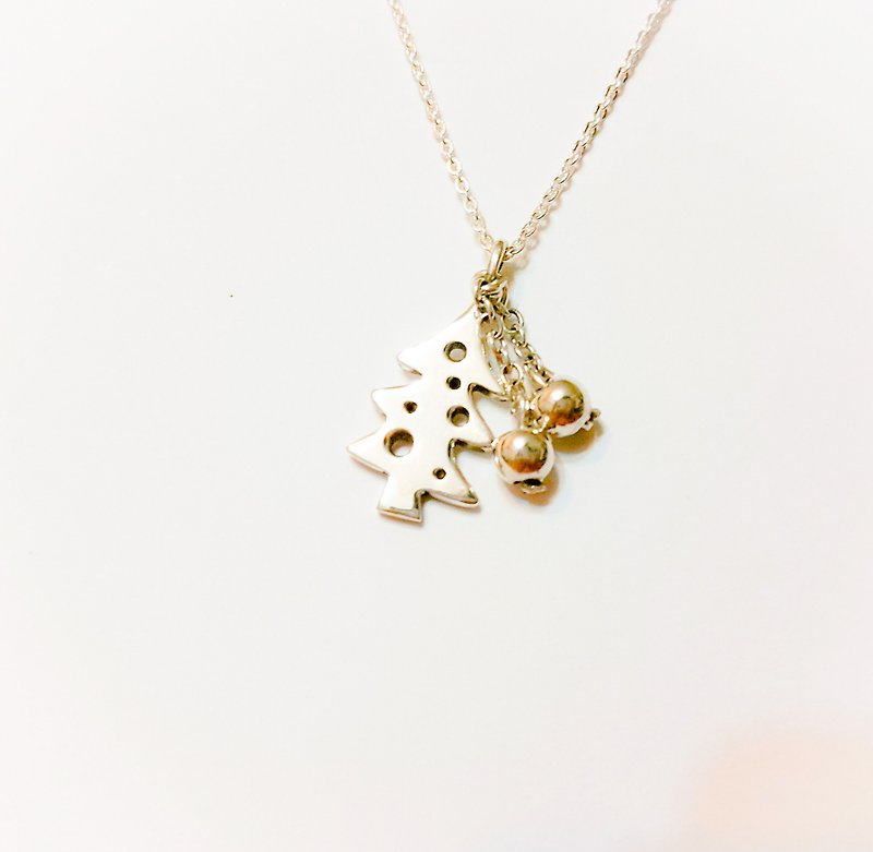 [Christmas] Christmas tree silver necklace handmade / clavicle chain / gift / anniversary / Valentine's Day - สร้อยคอทรง Collar - โลหะ ขาว