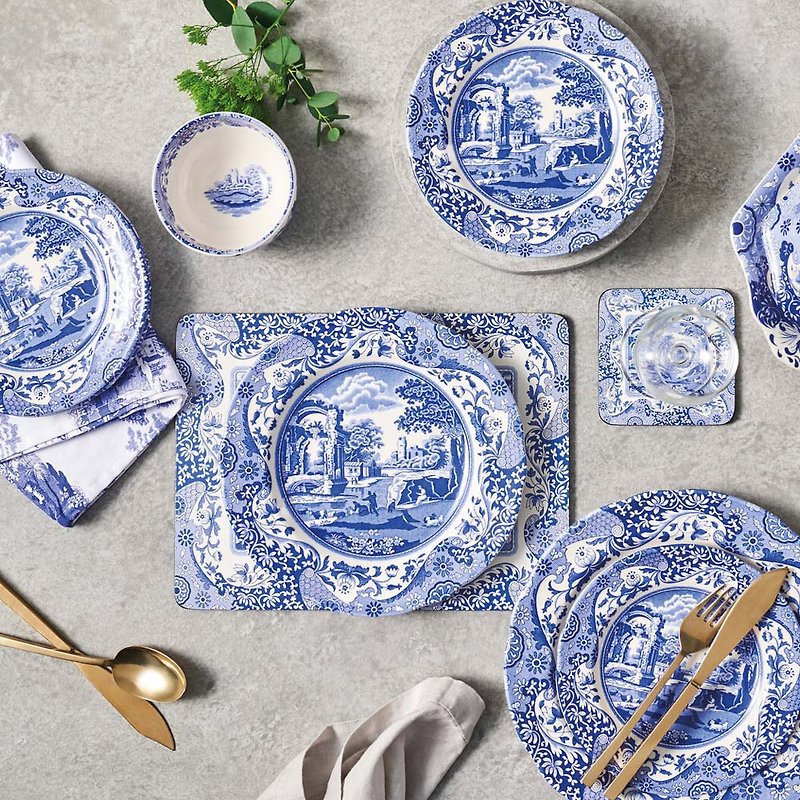 Spode Blue Italian Couple Plate - Plates & Trays - Porcelain Blue