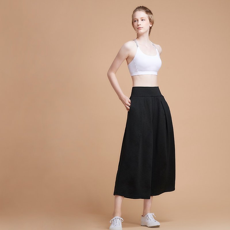 [MACACA] Urban Free Standing Folding Wide Pants-BPE7261 Black Twist - Women's Sportswear Bottoms - Nylon Black