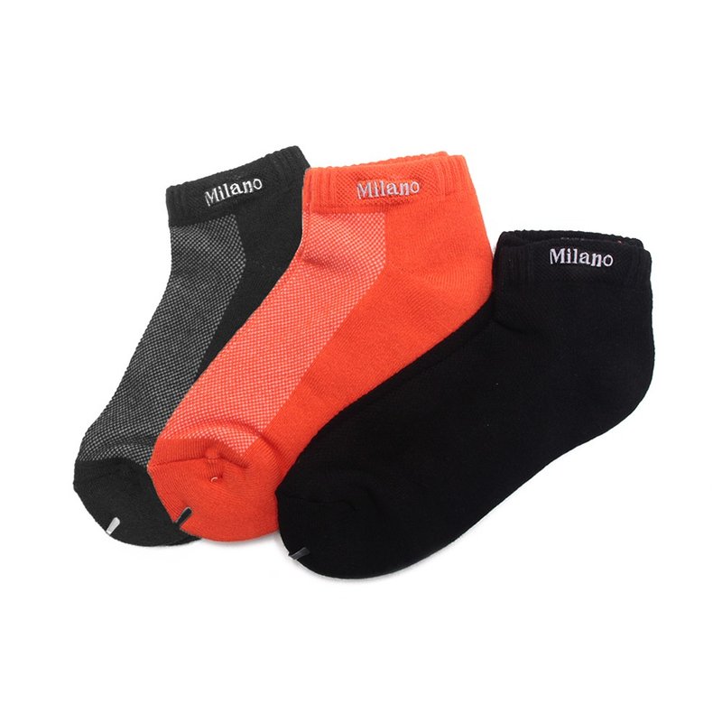 Milano船型氣墊襪-黑/灰/橘(顏色隨機出貨) - 襪子 - 棉．麻 