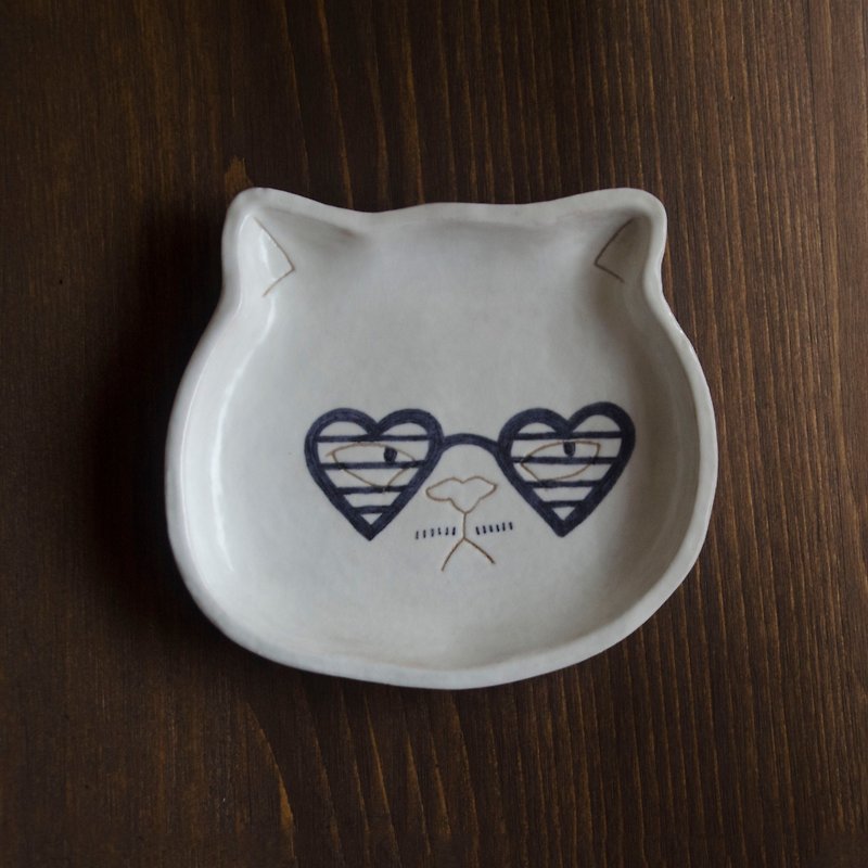 Cat with Attitude - Small Plates & Saucers - Pottery White