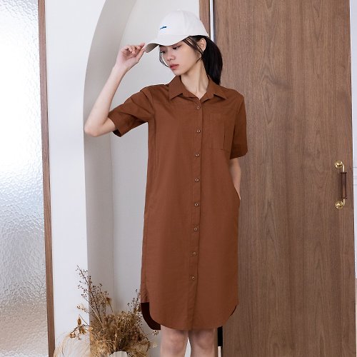 MEDUSA LADY 【MEDUSA】襯衫式背印圖休閒洋裝(M-XL) | 洋裝 短洋裝 襯衫洋裝