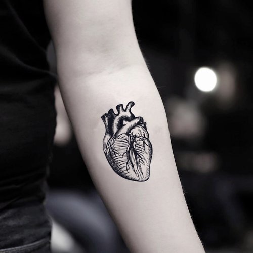 OhMyTat OhMyTat 心臟器官 Anatomical Heart 刺青圖案紋身貼紙 (2 張)