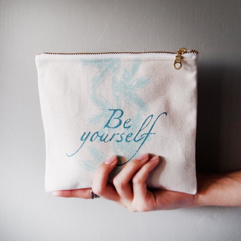 Be yourself, storage bag, lake water green - Toiletry Bags & Pouches - Cotton & Hemp Green