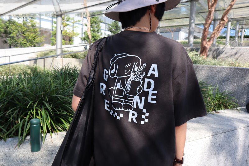 Kobe puppy plant philodendron UA ​​T-shirt unisex version men and women can wear double-sided pattern - เสื้อยืดผู้หญิง - ผ้าฝ้าย/ผ้าลินิน 