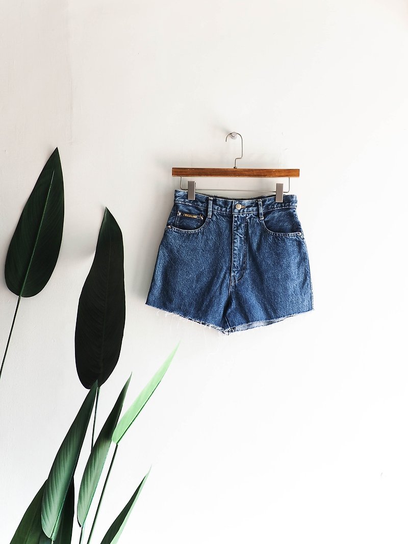 Kanagawa sky blue youth hand-made cotton denim antique shorts vintage denim pants vintage - กางเกงขาสั้น - ผ้าฝ้าย/ผ้าลินิน สีน้ำเงิน
